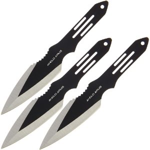 Throwing Knives - Set of 3 * 5.5" in Black with Case (107)
