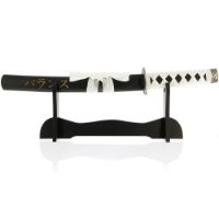 1pc Tanto Sword 'Balance' - Black Scabard with White Webbing and stand