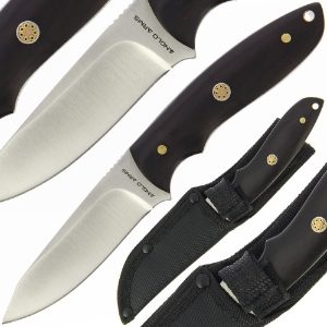 Fixed Blade Knife 417 - 7.9" Ebony Wood Handle with SS Blade and Sheath (417) 