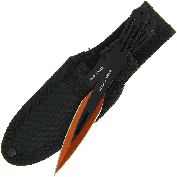 Throwing Knives - Set of 3 * 6.5" Black with Red, Black and Yellow Tips (767)