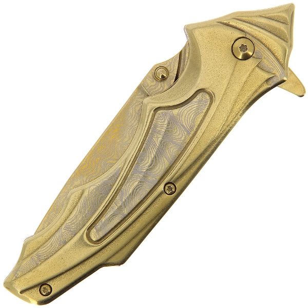 Lock Knife 456 Gold - Stylish Stainless Steel Gold and Grey Lined Design (456-GLD)