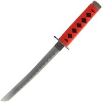 1pc Tanto Sword 'Samurai' - Black Scabard with Red Webbing and stand