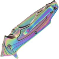 Lock Knife 456 Rainbow - Stylish Stainless Steel Rainbow and Grey Lined Design (456-RB)