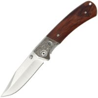 Lock Knife 370 - Stainless Bolster with Zebra Wood Handle And Nylon Case (370)