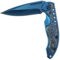 Lock Knife 521 - Blue Titanium Finish with SS Handle (521)