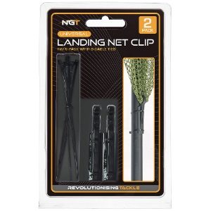 NGT Universal Landing Net Clip - Twin Pack with 6 Cable Ties Included