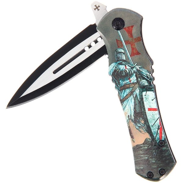 Lock Knife 009 - 'St George's Knight' Emblem with SS Handle (009)