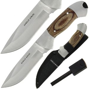 Fixed Blade Knife 450 - Pakkawood Knife with Fire Starter and Sheath (450)