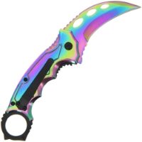 Lock Knife 798 - Rainbow SS Handle with Wood Inlay (798)