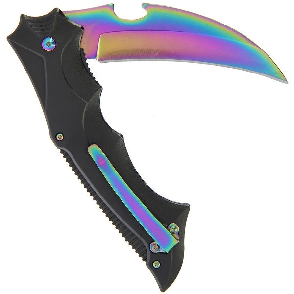 Lock Knife 072 - Aluminium Handle with Rainbow Clip and Rainbow Blade (072)