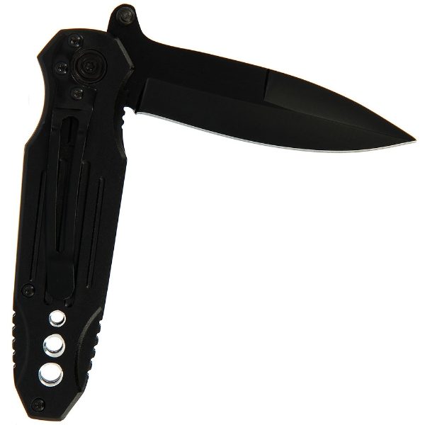 Lock Knife 003 - Black with Bullet Emblem with SS Handle (003)