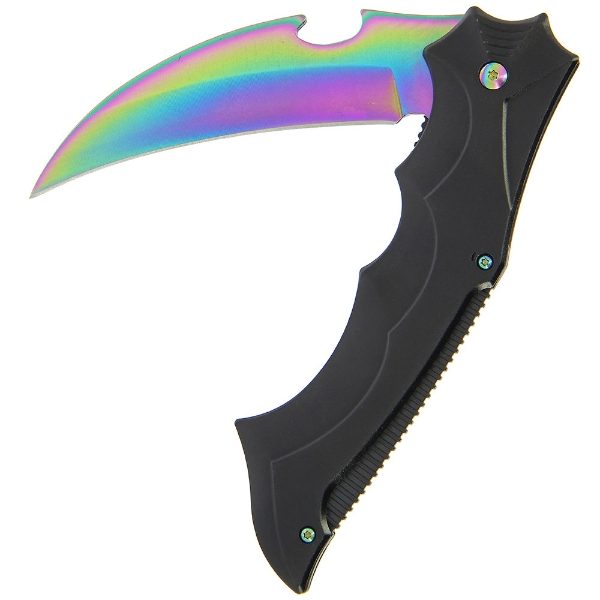 Lock Knife 072 - Aluminium Handle with Rainbow Clip and Rainbow Blade (072)