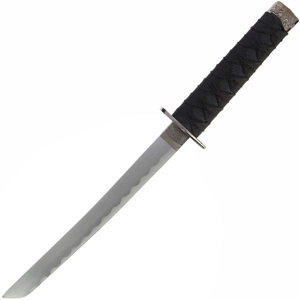 1pc Tanto Sword 'Warrior' - Black Scabard with Black Webbing and stand