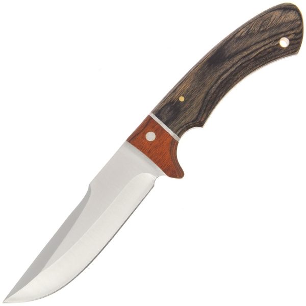 Fixed Blade Knife 572 - 10" Classic Style with Wooden Handle and Satin Finished Blade and Sheath (572)