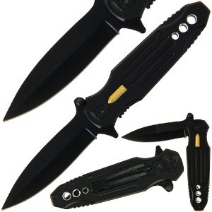 Lock Knife 003 - Black with Bullet Emblem with SS Handle (003)