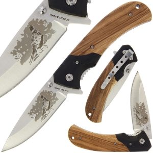 Lock Knife 380 - Pheasant Design with Zebra Wood Handle (380)