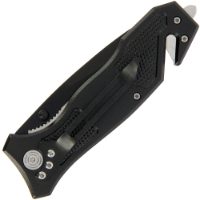 Lock Knife 043 - Black with Rope Cutter, Glass Breaker and SS Handle (043)