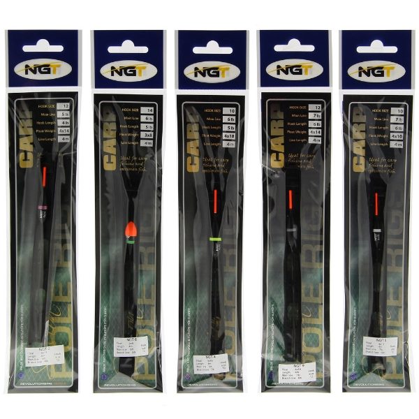 NGT Carp Pole Rigs - 10 Assorted Carp Specific Pole Rigs
