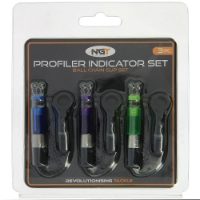 NGT Profiler 3PC Indicator Set - Green, Blue and Purple Indicators with Ball Clip Head, Black Chain and Adjustable Weight